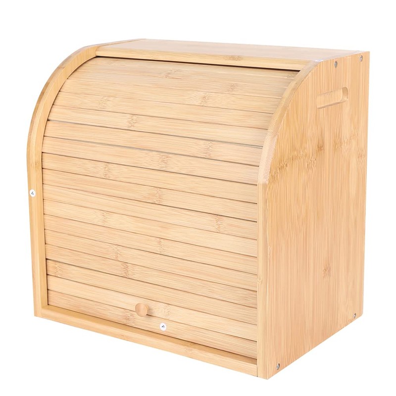 WANLECY Bamboo Bread Box, 2 Layer Bread Bin for Kitchen