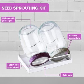 Farel Sprouts Growing Kit - 2 Wide Mouth Sprouting Jar for Growing Healthy Sprouts at Home, Perfect for Wide Range of Sprout Seeds - Broccoli, Alfalfa, and Beans