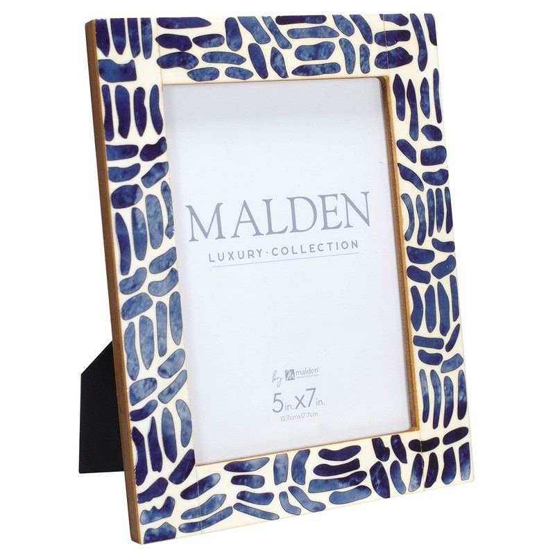 Malden International Designs 5x7 Indigo Picture Frame Blue Wood MDF