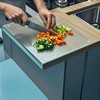 LANGBOHOS Tempered Glass Cutting board for Kitchen with Lip，Clear Glass