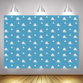 Fanghui 7x5FT Cartoon Kids Backdrop Blue Sky White Clouds Background Birthday Party Boy Baby Shower Dessert Table Banner Supplies Photo Booth Props