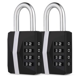 ZHEGE Locker Lock, Combination Lock Outdoor Weatherproof, [2023 Upgraded] Big White Number Lock for Gym Locker, School Lockers,Toolbox, Fence Gate, Sheds, 4 Digit Padlock Heavy Duty (2 Pack, Black)