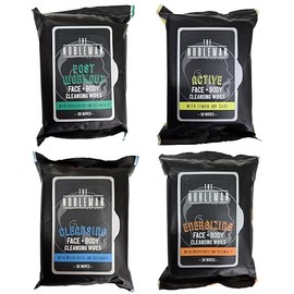 The Nobleman 4-Pack Face + Body Aloe Infused Cleansing Wipes: Post Workout with Eucalyptus Active with Lemon and Sage, Cleansing with Witch Hazel and Cucumber, Energizing with Grapefruit (120 Ct.)