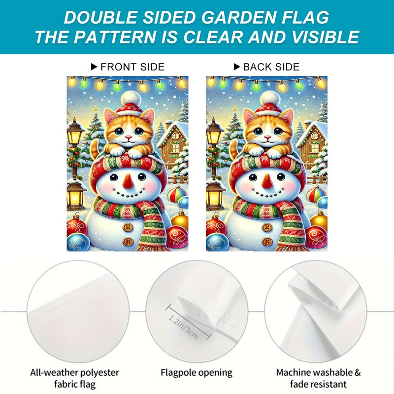 BlissYard Merry Christmas Garden Flag 12x18 Inch Cute Kitten Sitting