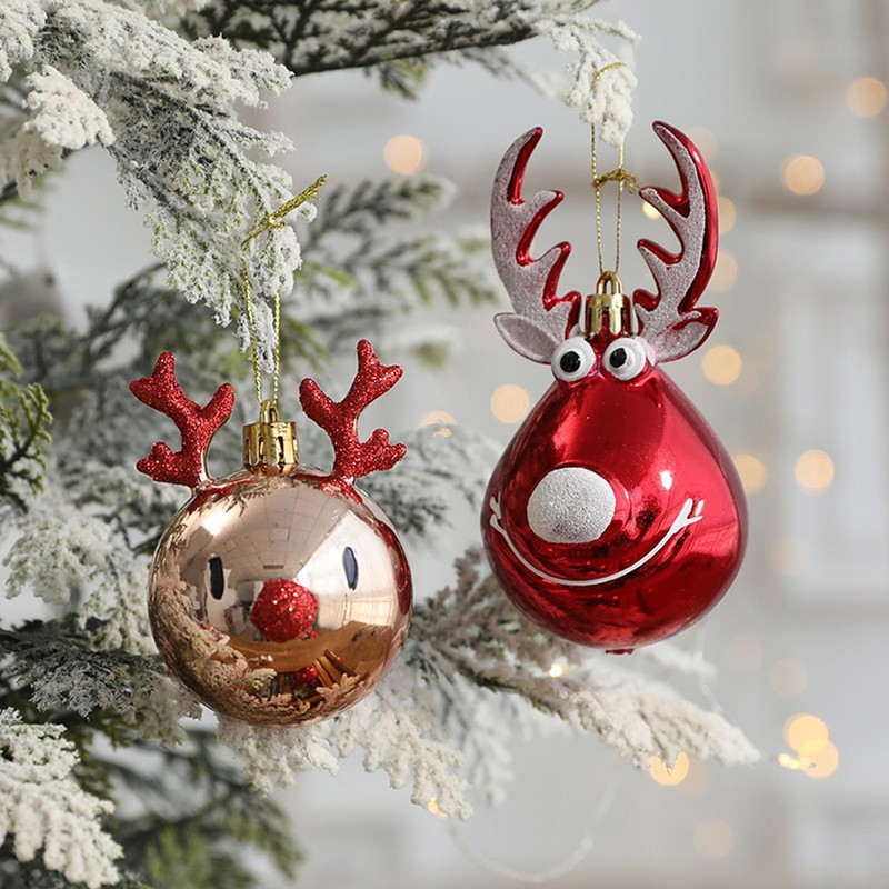 Fassory 3 Pcs Deer Shaped Christmas Baubles, Christmas Ornament Hanging