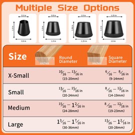 YTEACIUL Chair Leg Floor Protectors Small 24Pcs,Silicone Chair Leg Protectors for Hardwood Floors/Tiles,360°Wrapped Felt Bottom to Prevent Scratch and Reduce Noise, Round Black