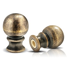 Ball Lamp Finial Cap Knob for Lamp Shade Top,Solid Lamp Finial Caps,Heavy Metal Top Screw Finial for Black Lamp Shade Holder Antique Brass Lamp Harp (Bronze / 2-Pack)
