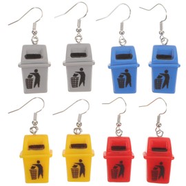 Holibanna 4 Pairs Trendy Trash Bin Earrings Resin Toilet Bottle Dangle Earrings Funny Costume Jewelry for Women