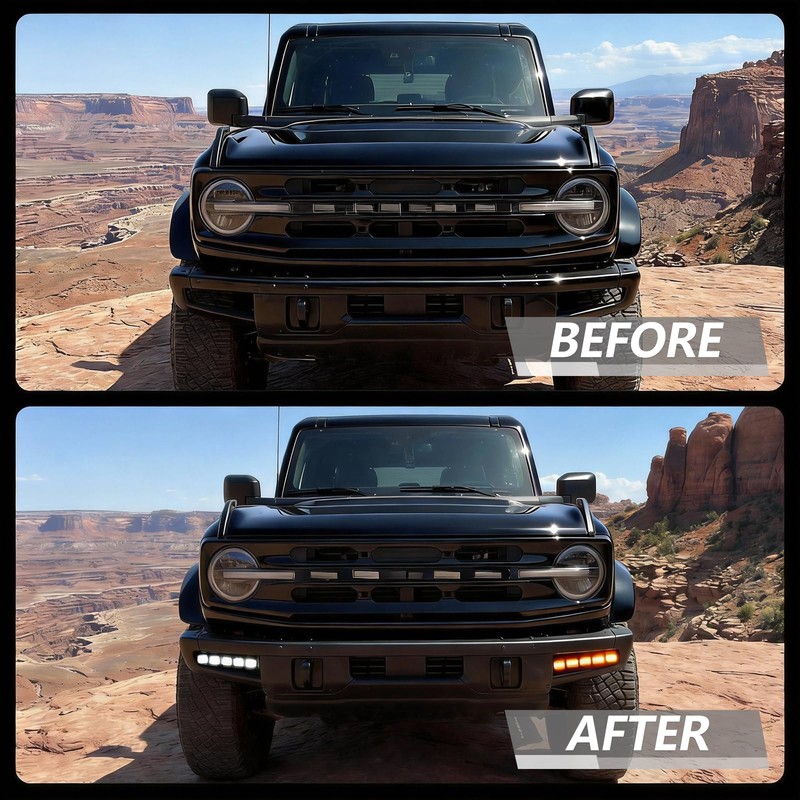 Led DRL Fog Lights with Amber Turn Signal for Bronco