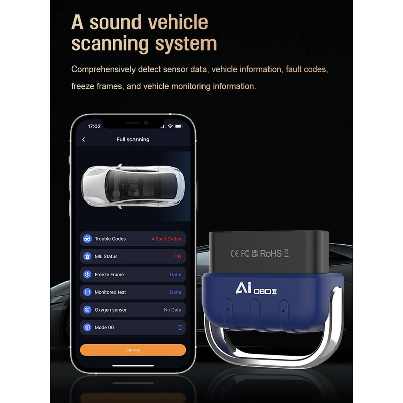 DA200 OBD2 Scanner Bluetooth, All-in-One Code Reader for Check Engine