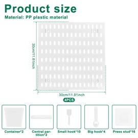 Pegboard Combination Kit Wall Mounted Peg Board Kits with 4 Pegboards and 18 Accessories Wall Mounted Peg Boards Organizer Space Saving Pegboard Storage Set for Kitchen Bedroom Office (White)