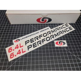 6.4L Performance Decals (2pk) 392 Hemi V8 Hood Fender Racing Stickers Fits 2011+ Challenger Charger Grand Cherokee (Gloss Black & Red, 3/4" H x 11.5" L)