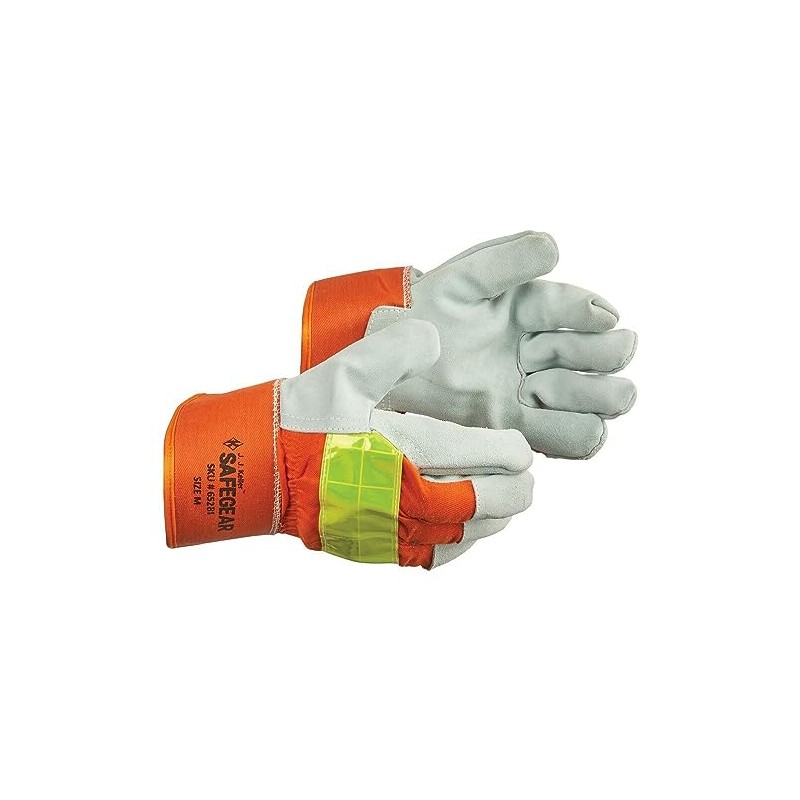 SAFEGEAR, High Visibility Leather Glove, Split Cowhide Leather Palm, Reflective,