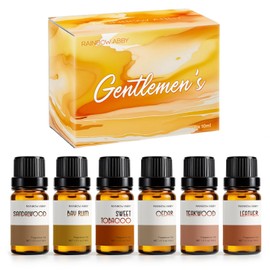 RAINBOW ABBY Fragrance Oil Gentlemen's Set - Leather, Bay Rum, Teakwood, Cedar, Sweet Tobacco, Sandalwood Aromatherapy Oils for Candle & Soap Making, Diffuser Oil Scents (6x10ML)