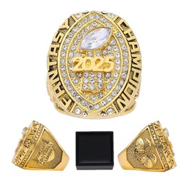 K-toobeely 2025 Fantasy Football Championship Ring Gold with Box League Champion Trophy Rings Premium Award for Winne (Gold, 11)