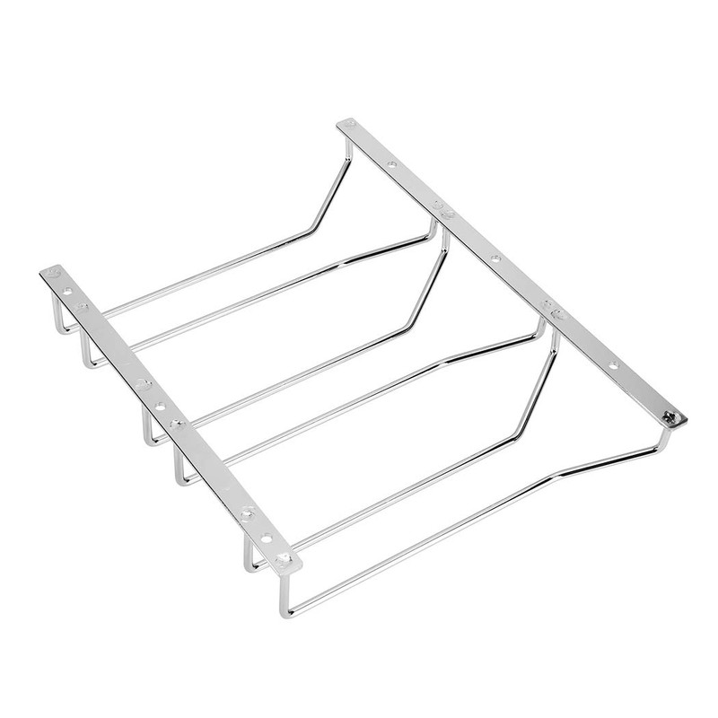 Dianoo ワイングラスラック キャビネット下 吊り下げワイヤー 脚付きグラスラックホルダー ネジ付き クローム仕上げ 24cm 3列