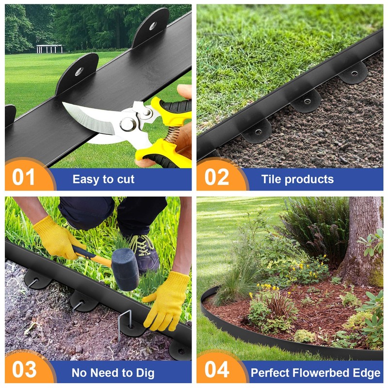Jorvila Landscape Edging, 1.5" x 60' Plastic Garden Edging with