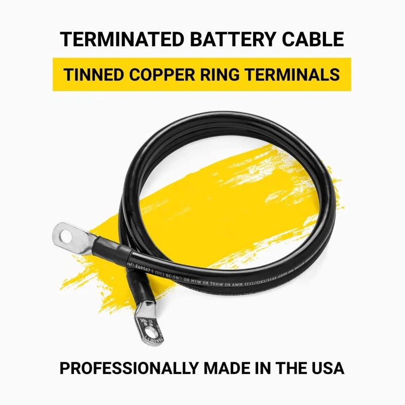 Spartan Power Black 3 Foot 2 AWG Battery Cable, Negative