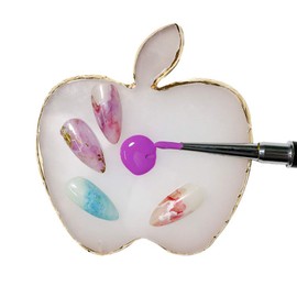 AKOAK 1 Pack Natural Resin Agate Nail Art Gel Nail Polish Palette Nail Art Tools (Apple, White)