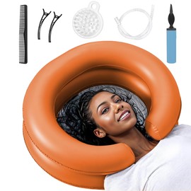 Inflatable Hair Wash Basin for Bedridden - Portable Shampoo Bowl for Elderly, Disabled & Injured | Leakproof/Drain Hose & Pillow | Post-Surgery Home Care, Locs/Dreads Detox