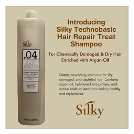 Silky TECHNOBASIC.04 Hair Repair Treat Shampoo 1000ml - Hair Repair Shampoo with Argon Oil - Cruelty Free Shampoo for Chemically Damaged Hair - Vegan Friendly Sulfate Free Shampoo