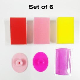 MR LION Baby Bath Brush & Baby Comb Set - Newborn Bath Essentials Baby Scalp Scrubber (6-Pack) (Red/Pink/Yellow)