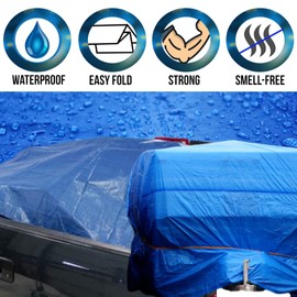 COMFITWEAR Standard Poly Tarp Reinforced Edge Grommet Multi-Purpose, Pool Cover Boat Tarps Camping Tarps UV Resistant Waterproof Tarpaulin Canopy Tent