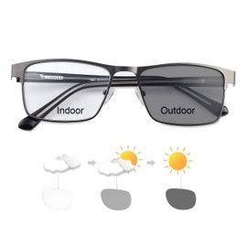 MIRYEA Photochromic Nearsighted Distance Glasses Transition Sunglasses For Men Women Retro Myopia Glasses Lightweight Negative Power Short Sighted Black Full Frame Eyewear Anit Glare UV400 Protection