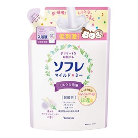 Sofle Mild Me Milk Bath Liquid, Dreaming White Lavender Scent (Refill), Bath Additive, Dreaming White Lavender Scent, Moisturizing Type Bath Liquid, Refill, 600ml (x1)