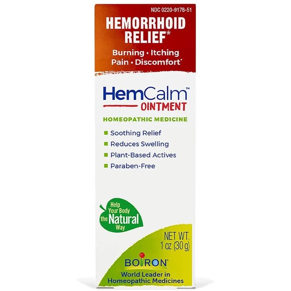 Boiron Hemcalm hemorrhoid Relief Ointment for Itchy Burning Pain, Swelling and discomfort, 1 Ounce