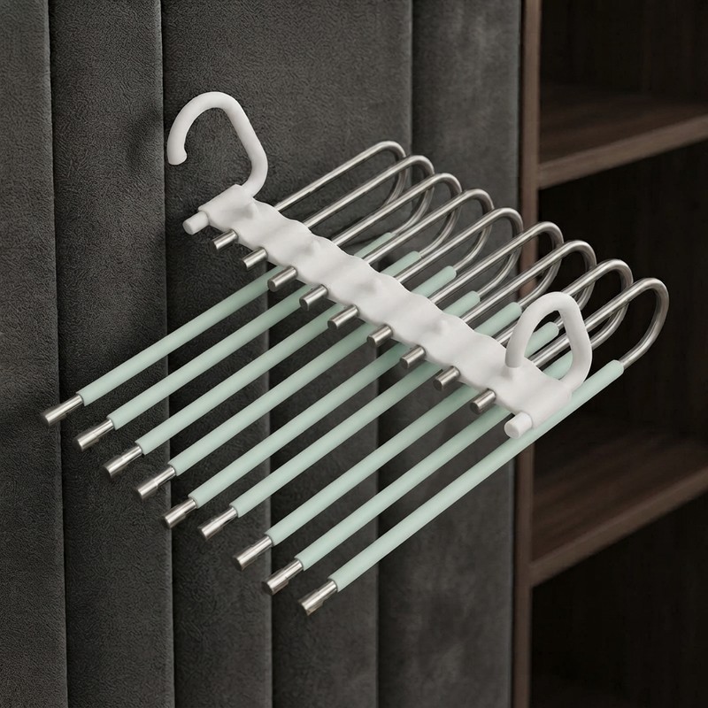 Space Saving Pants Hanger, 9-Tier Stainless Steel Closet Organizer with