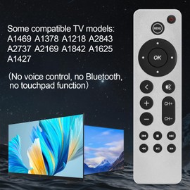 New Replacement Remote Control fit for Apple 4K TV/Gen 1 2 3 4/ HD A2843 A2737 A2169 A1842 A1625 A1427 A1469 A1378 A1218 (No Voice Command)