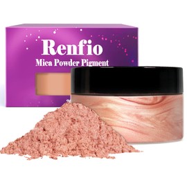 Renfio 100g Mica Powder Pigment, Metallic Natural Dye Mineral Pearl Shimmer Epoxy Resin Dye for Painting Soap Making Slime Bath Bombs 3.5 Oz - Rose Gold