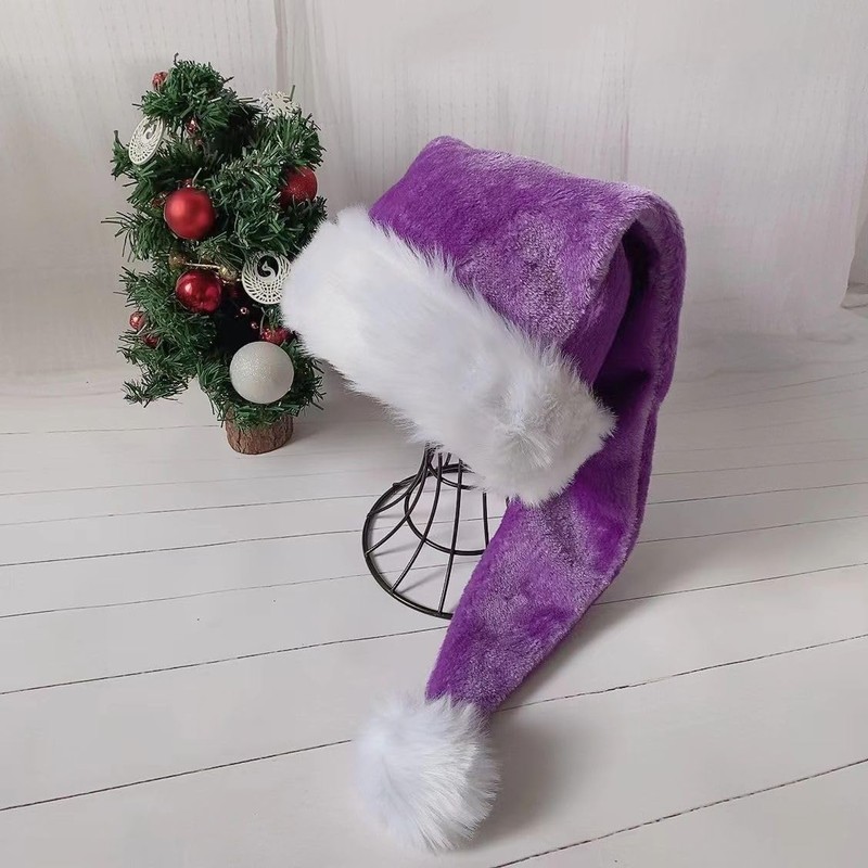 LKQBBSZ Black Christmas Santa Hat, 29.5 Inch Plush Christmas Santa