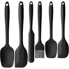 HANSGO Silicone Spatula Set, 6 PCS Food Grade Kitchen Utensils with Silicone Brush, 480°F Heat Resistant Non Stick Rubber Spatula for Scraping, Cake Baking, Cooking, Mixing, Dishwasher Safe