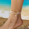 Qceasiy Bead Ankle Bracelets Set for Women, Adjustable Gold Boho