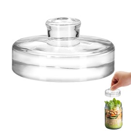 9Pcs Fermentation Glass Weights with Easy Grip Handles, Clear Canning Weights and Pickling Glass Weight for Wide Mouth Mason Jars, Fermenting Kit, Kimchi, Sauerkraut (9)