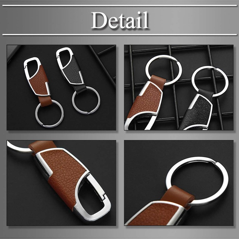 BUZZxSELECTION AC116 Men's Key Chain Stylish Key Ring Leather Metal