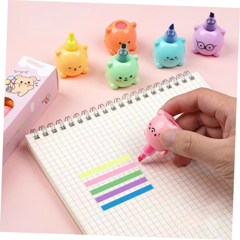 Tofficu 1 Set Bear Highlighter Bear Pens Pastel Highlighters Kawaii