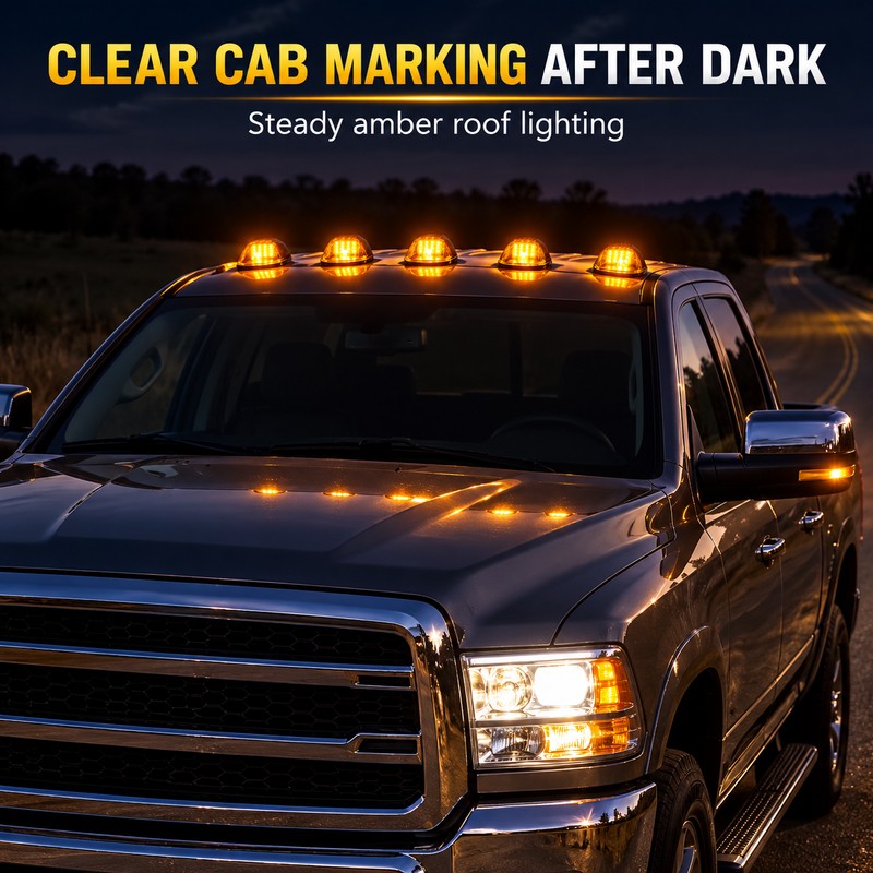 5-Piece 12V LED Cab Roof Marker Light Kit with Smoked