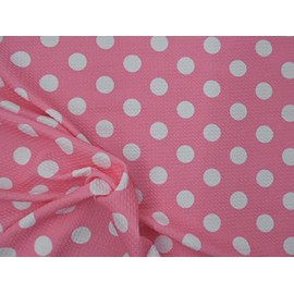 Bullet Printed Liverpool Textured Fabric 4 Way Stretch Pink White Polka Dot P36