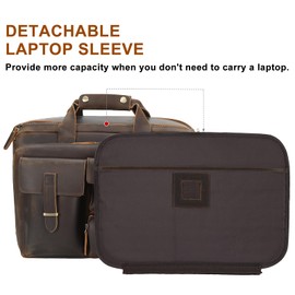 TIDING Vintage Leather Briefcase For Men 17 Inch Laptop Case Business Travel Office Messenger Shoulder Bag