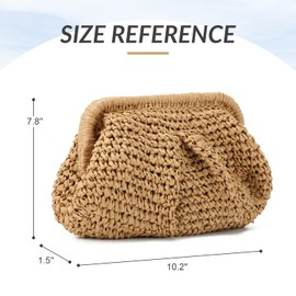 ELICNA Straw Clutch Purses for Women Small Woven Dumpling Bag Summer Beach Clutch Wicker Crossbody Purses(Khaki)