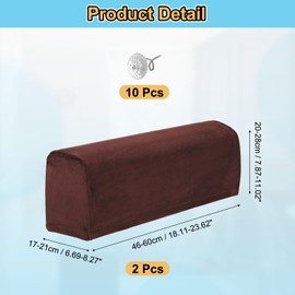 sourcing map 2Pcs Stretch Armrest Covers, Polyester Soft Couch Armchair Cover Non-Slip Chair Arm Rest Slipcovers for Sofa Recliner Twist Pins, Coffee