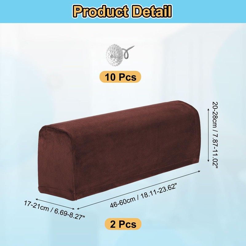 sourcing map 2Pcs Stretch Armrest Covers, Polyester Soft Couch Armchair
