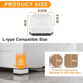 DEWEL Pack of 4 Washing Machine Feet, Dryer Foot Pads, White Furniture Risers - Furniture Raisers for Fridge, Bed, Table, Chair, Sofa (1-Ply, 4 cm)