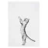 Tea Towel White Cat in Grey