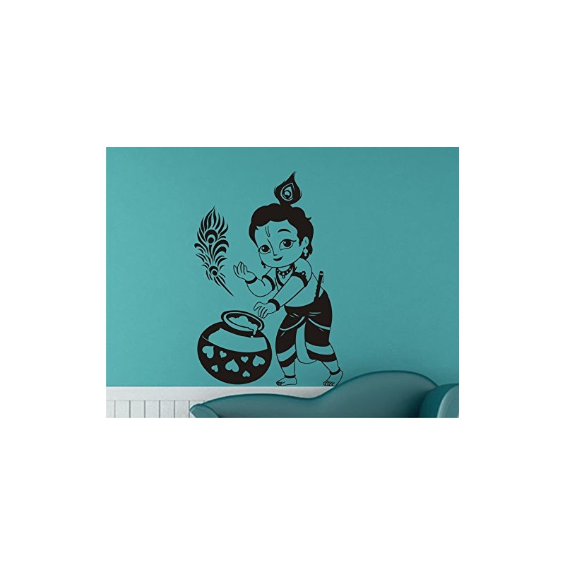 Heaven Decors Krishna Religious Wall Sticker Size (59 x 84)