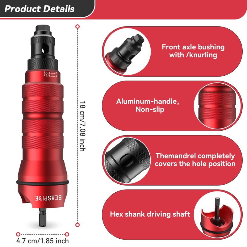 Beaspire Cordless Rivet Gun Adapter - Electric Rivet Drill Adapter