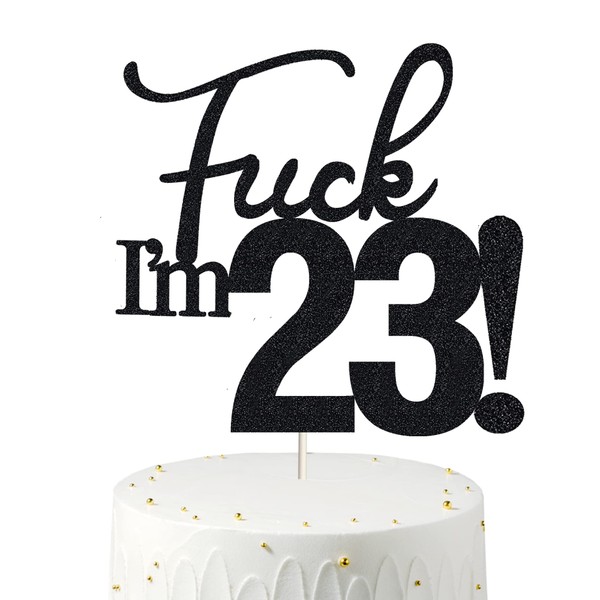 23 decoraciones para tartas, 23 decoraciones para tartas de cumpleaños, purpurina negra, divertida decoración para tartas de 23 años para hombres, 23 decoraciones para tartas para mujeres, decoraciones de 23 cumpleaños, decoración para tartas de 23 cumpl